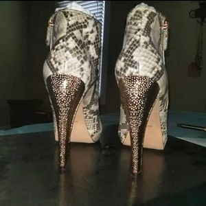 Herve leger anaconda print booties